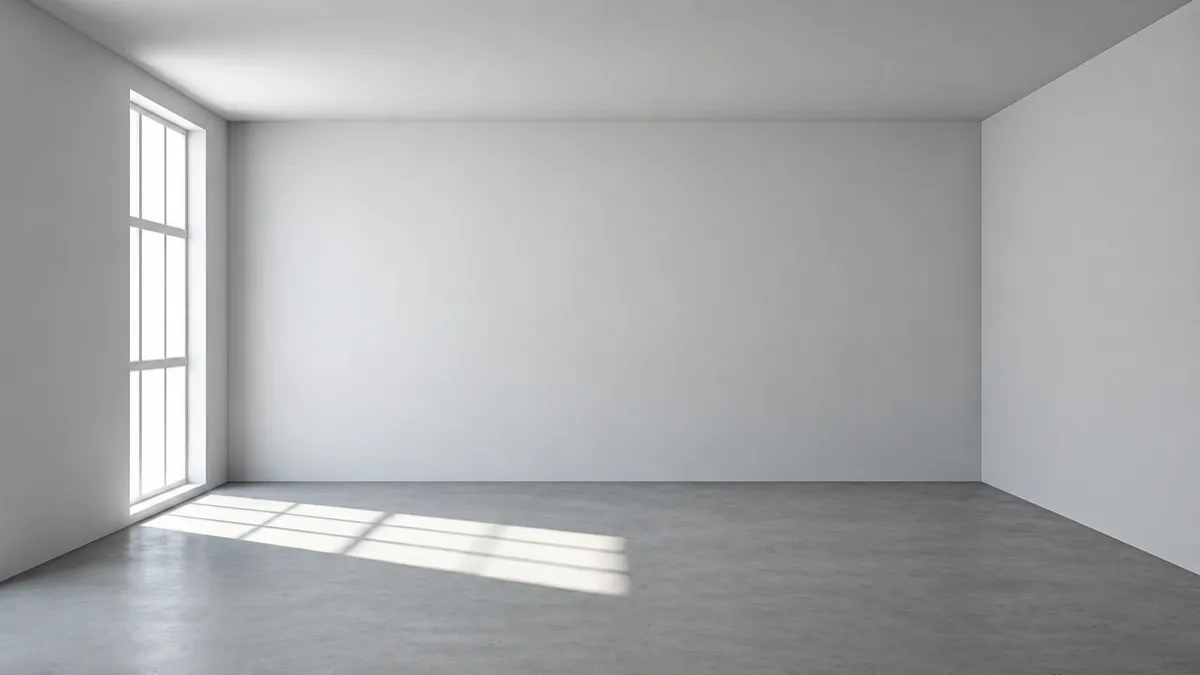 Dull, unpainted gray room